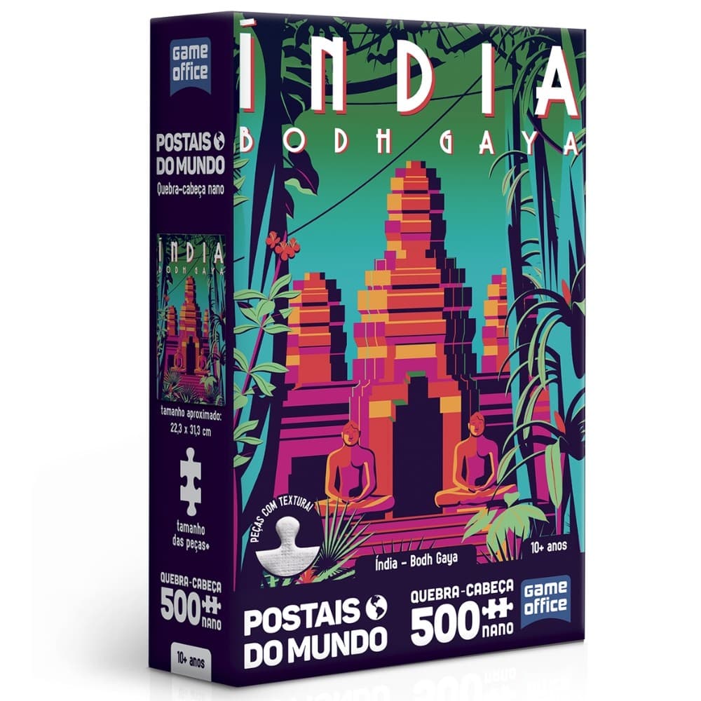 QUEBRA CABEÇA NANO ÍNDIA BODH GAYA POSTAIS DO MUNDO 500 PEÇAS PEQUENA TOYSTER PUZZLE PAISAGEM TEMPLO