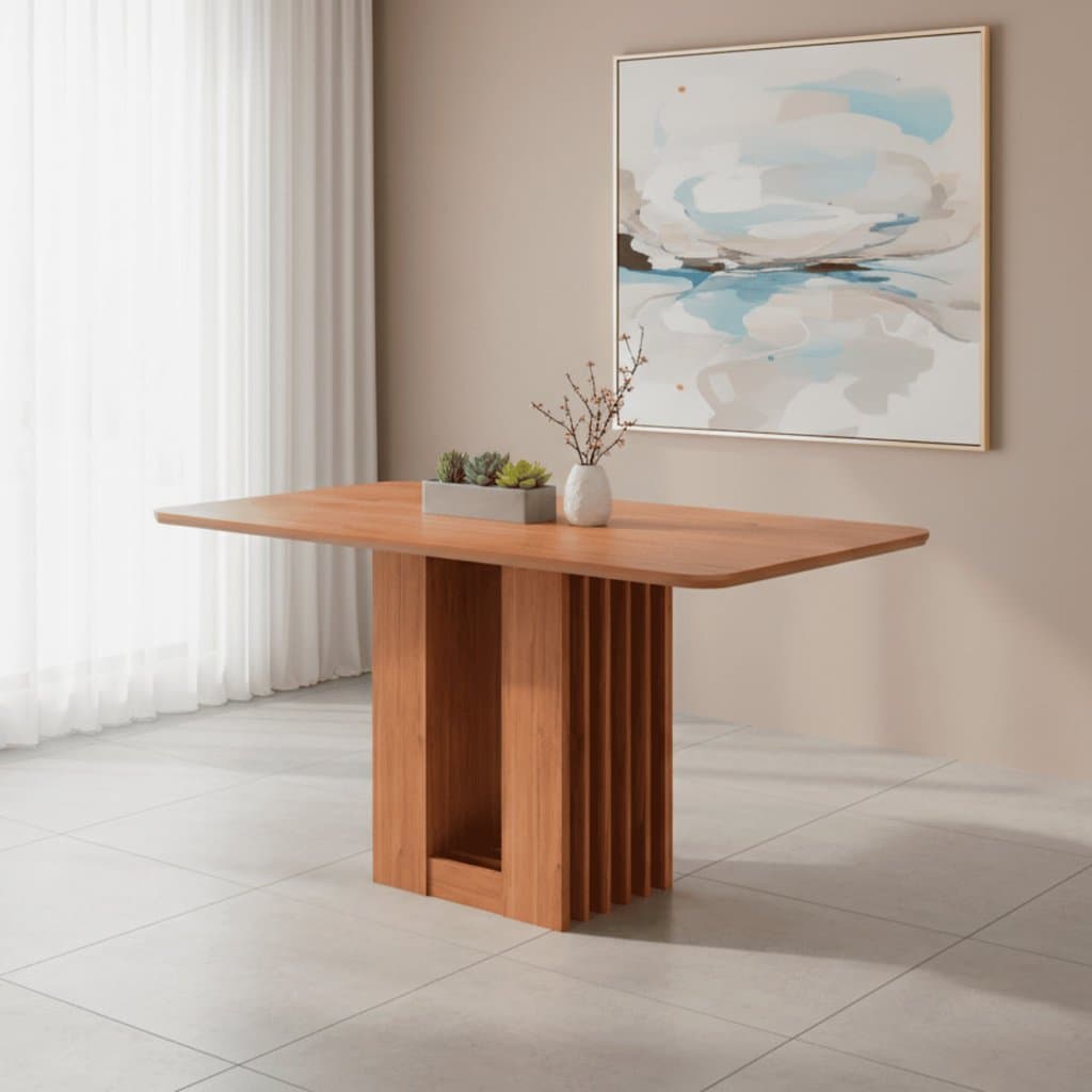 Mesa para Sala de Jantar Ariela 130 cm sem Vidro Marrom/Cinamomo 130