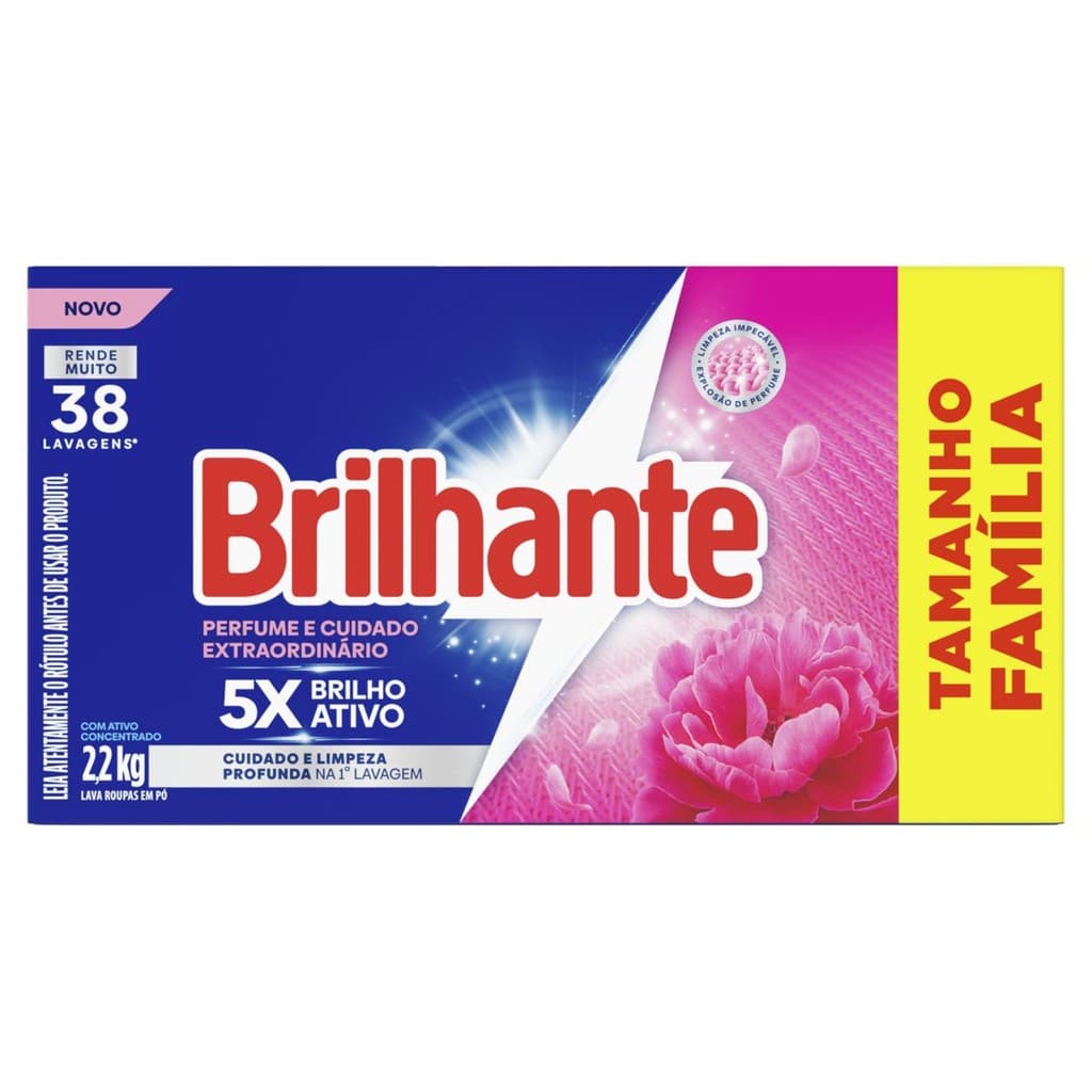 Lava-Roupas Pó Brilhante Perfume e Cuidado Extraordinário Caixa 2,2kg Tamanho Família