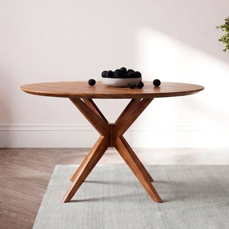 Mesa de Jantar Base Estrelada de Madeira Maciça 100cm Alice Marrom/Cinamomo 100