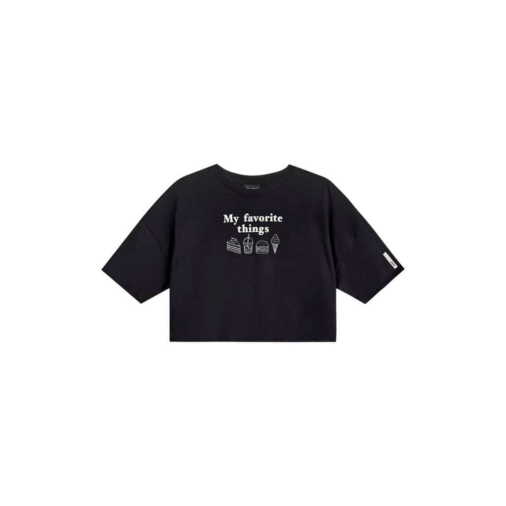 Blusa Cropped Juvenil Menina Estampa Puff Beats Preto