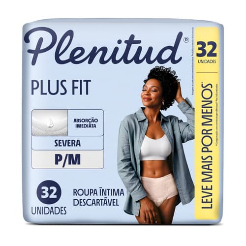 Plenitud Plus Fit Roupa Íntima para Mulheres, Livre de Vazamentos, P/M, 32un