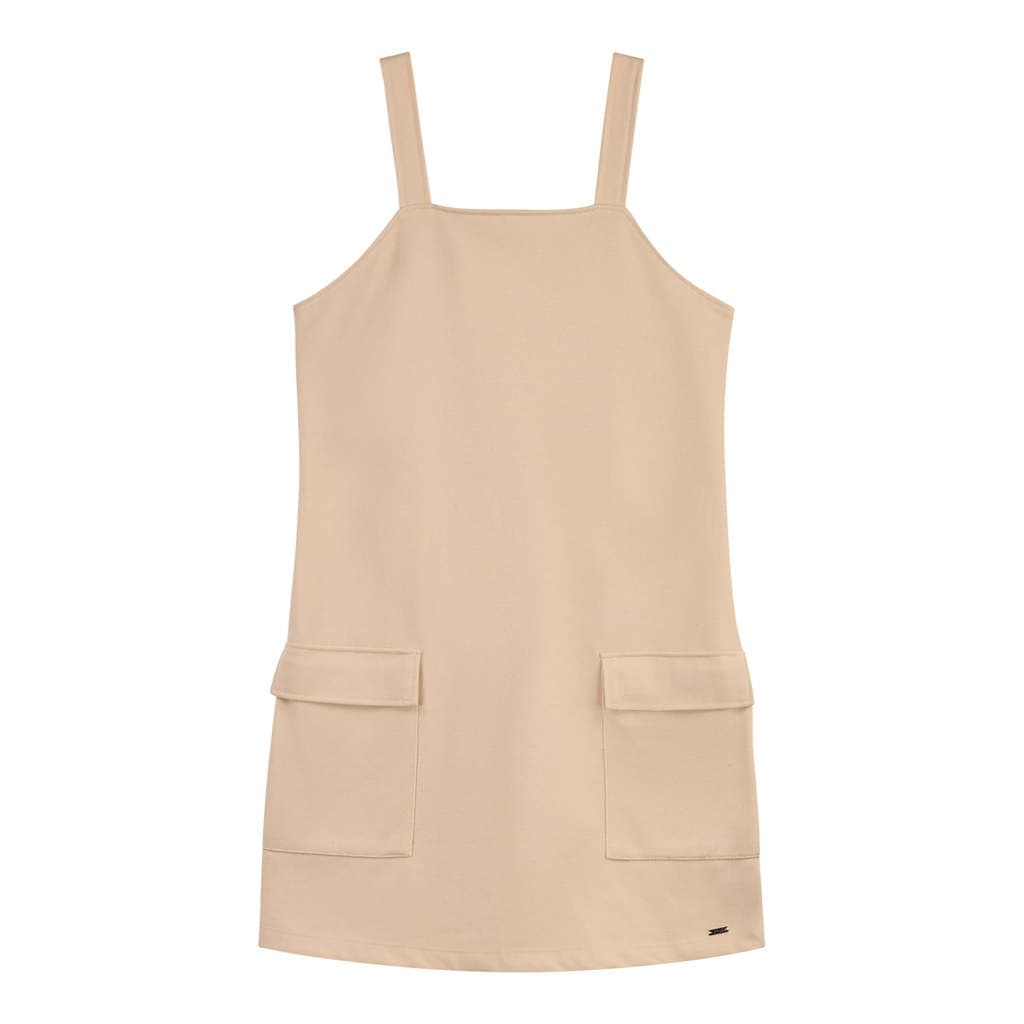 Vestido Curto Juvenil Menina Bolsos Beats Bege