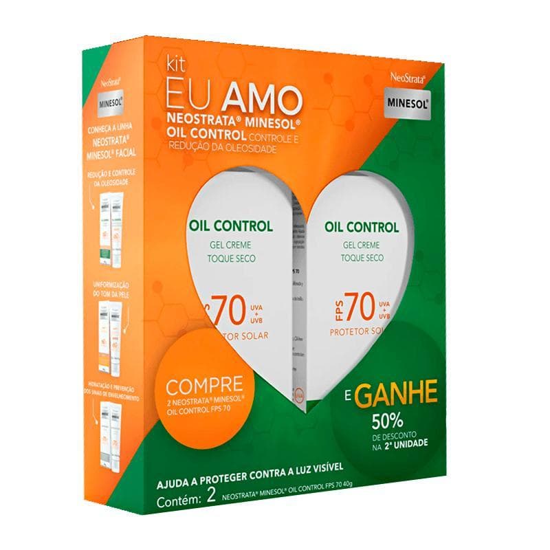 Kit Protetor Solar Facial Neostrata Minesol Oil Control Sem Cor FPS70 2 Unidades 40g