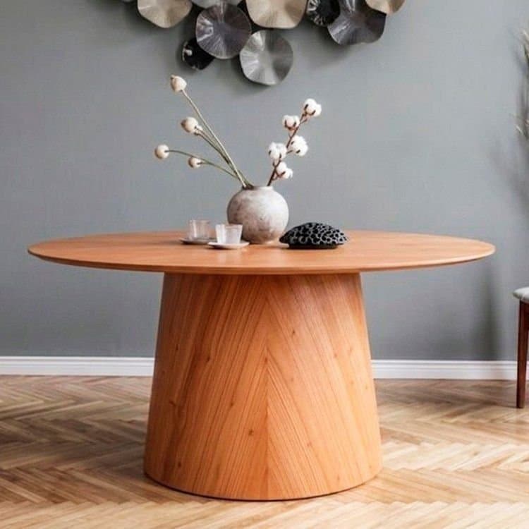 Mesa Oval Design Moderno 180cm x 100cm Base em Madeira Maciça Amanda Marrom/Mel 180