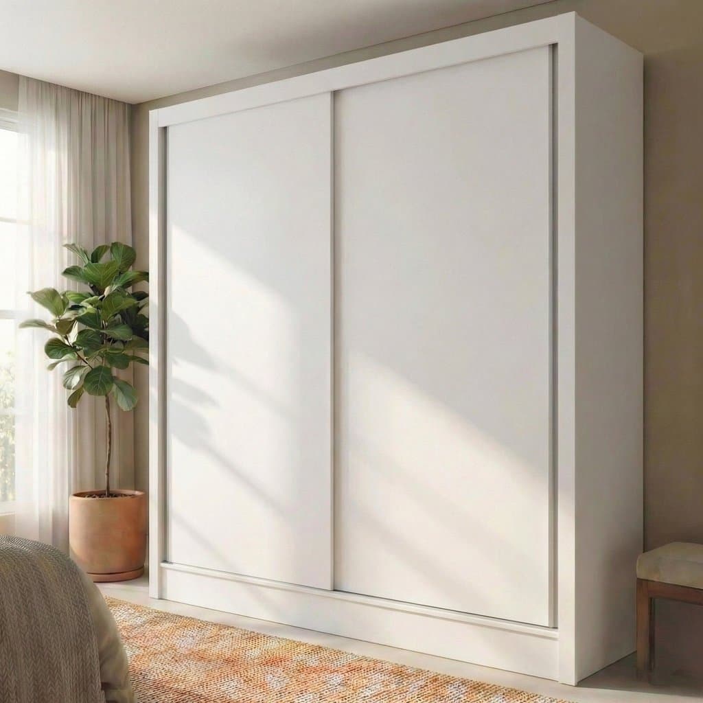 Guarda-Roupa Solteiro 2 Portas de Correr e 2 Gavetas Peônia Yescasa Branco Branco