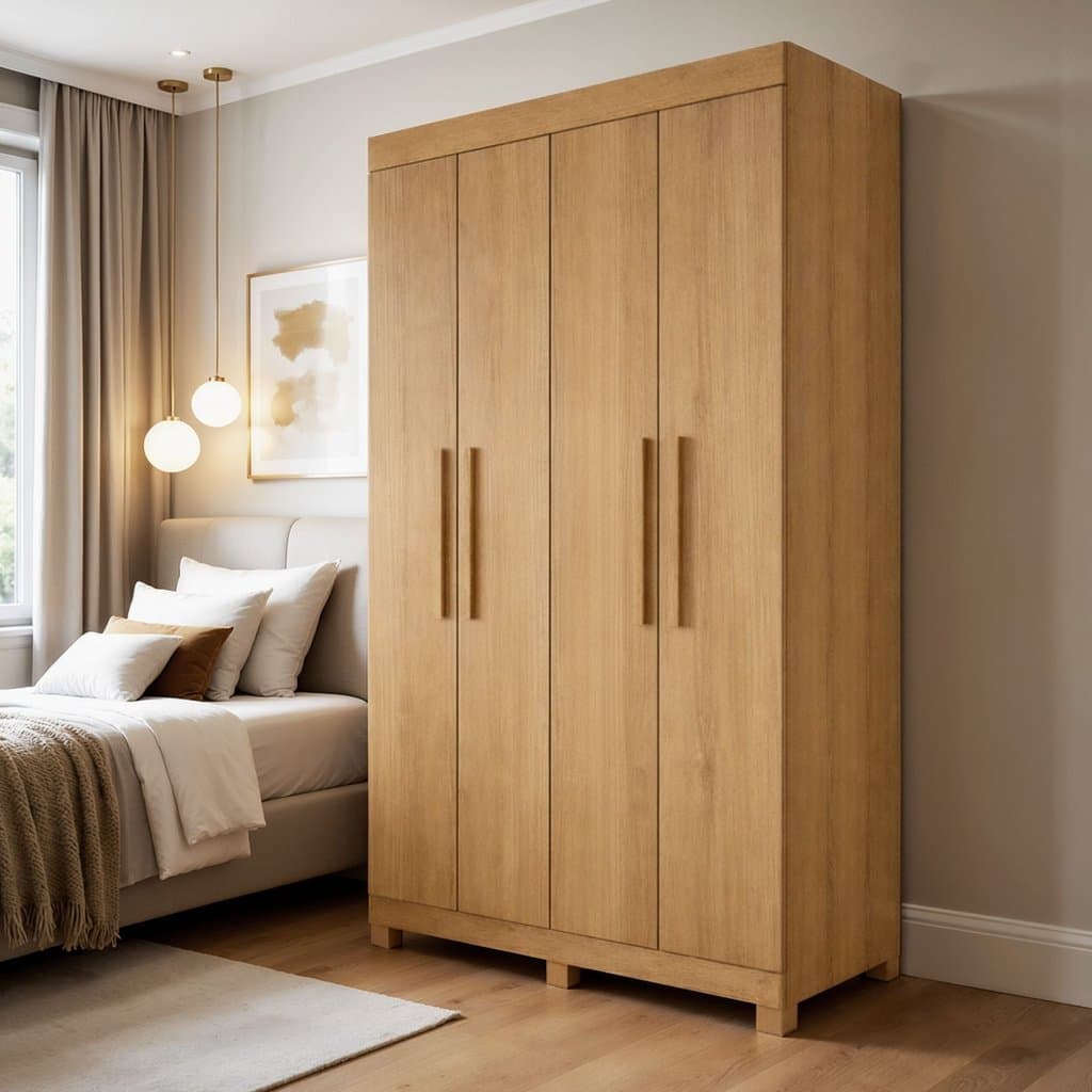 Guarda Roupa Casal 4 Portas 2 Gavetas 100% MDF Jandaia Marrom/Cinamomo Cinamomo