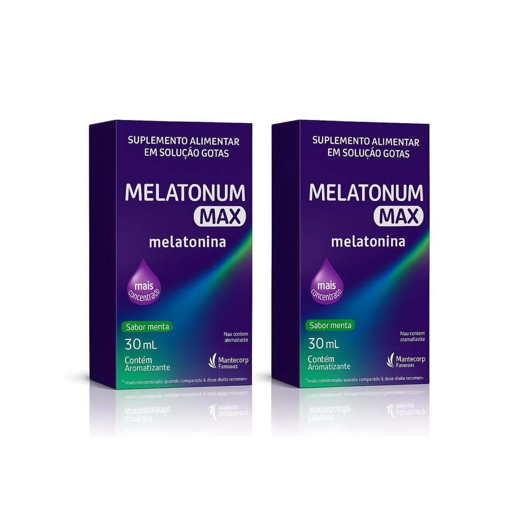 Kit c/ 2 Melatoninas Melatonum Max 30ml Gotas Sabor Menta