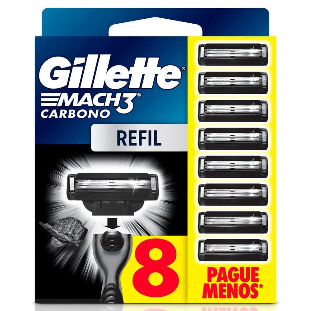 Carga para Aparelho de Barbear Gillette Mach3 Carbono 8 Unidades