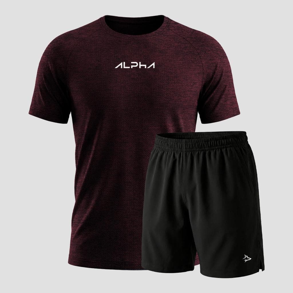 Kit Bermuda Lobo+Camiseta New Fluid Dry Fitness Academia Alpha Co