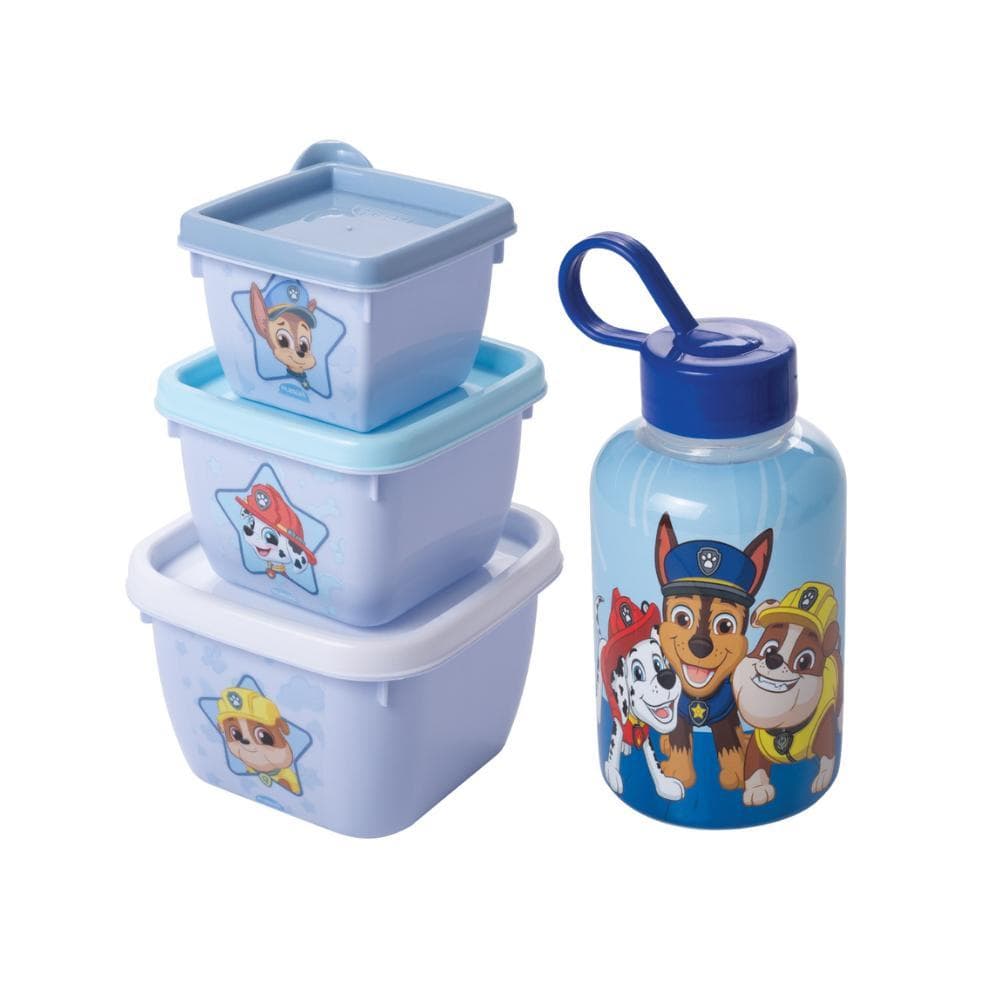 Kit Lancheira Patrulha Canina Volta às Aulas 3 Potes 1 Garrafa Plasútil