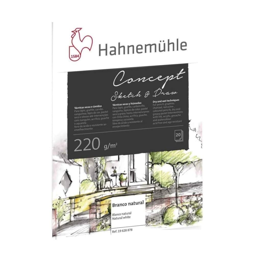 Bloco Desenho Hahnemuhle Concept Sketch e Draw 220 g/m² A3 Com 20 Folhas