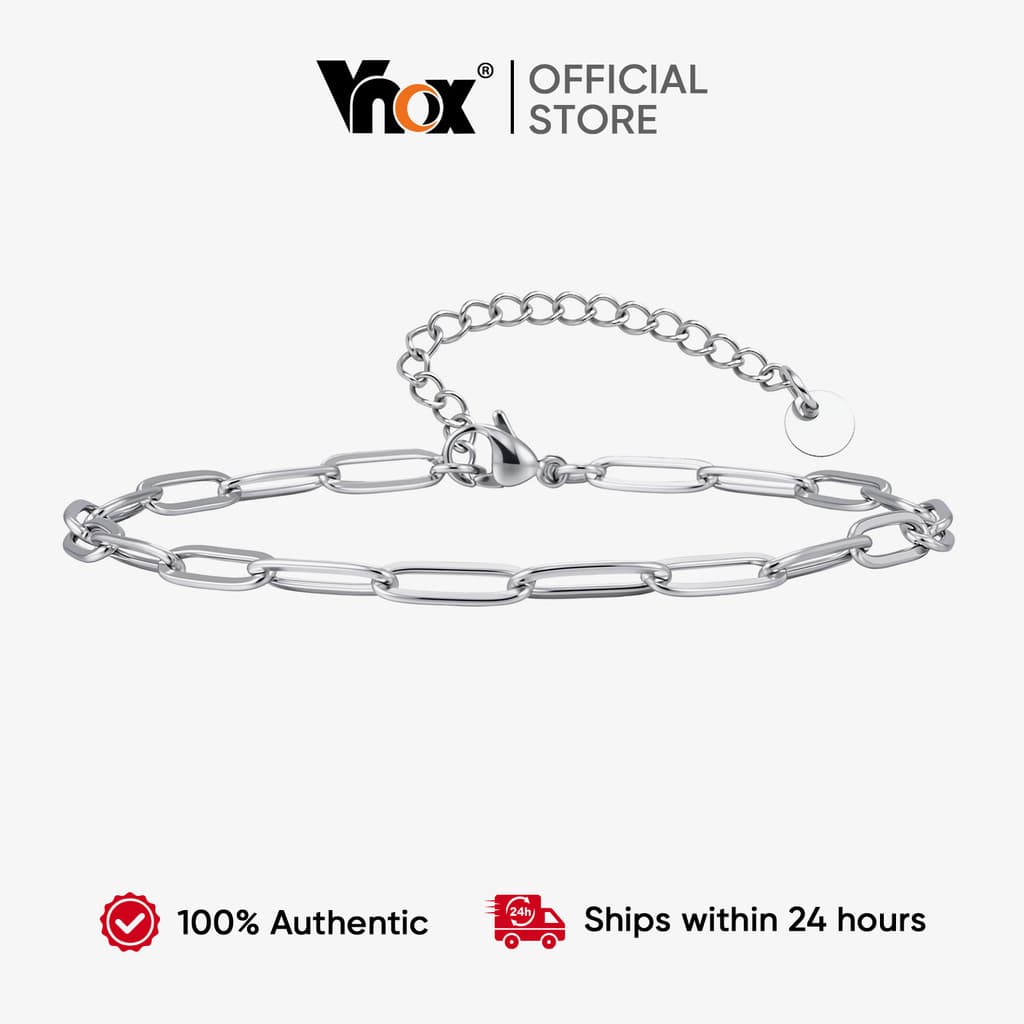 Tornozeleira Masculina De Aço Inoxidável Minimalista Vnox Com Elo De Corrente , Joias Impermeáveis Para Pés Uso Diário
