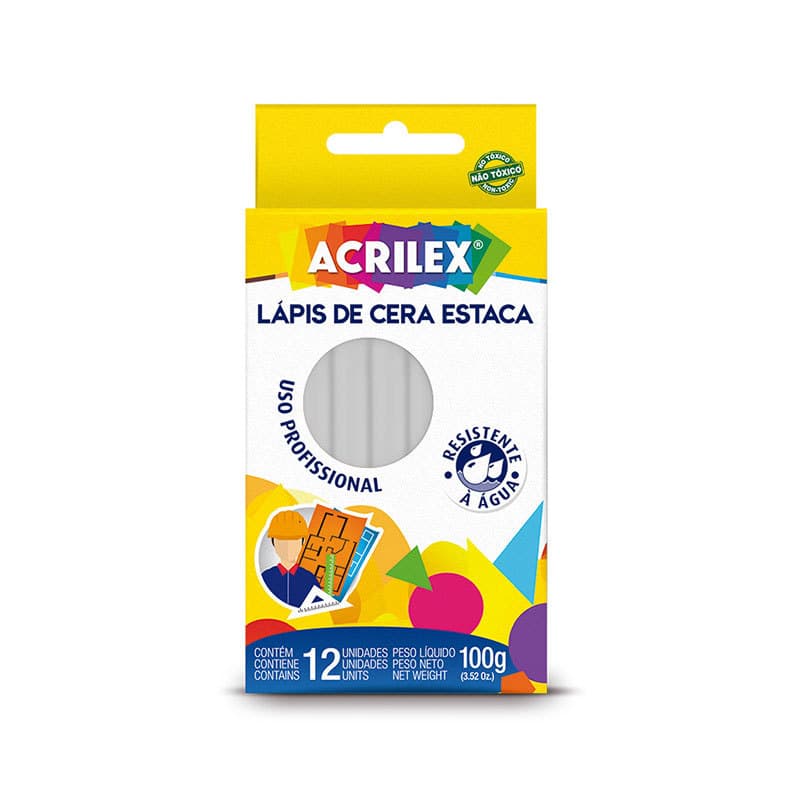 Giz de cera estaca branco 12 unidades 519 Acrilex