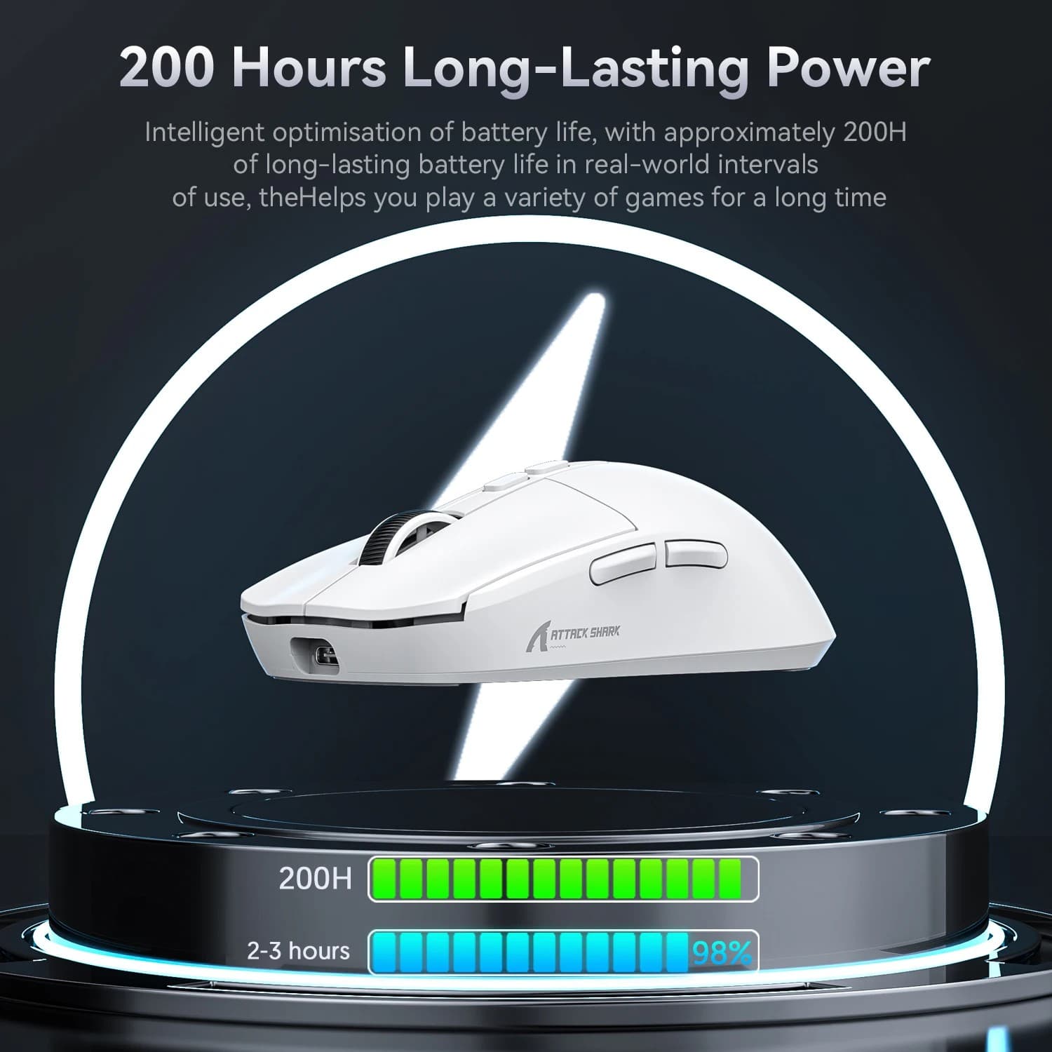 Mouse Gamer Ergonômico Attack Shark X6, Tri-Modo, DPI Ajustável, Recarregável, Alta Precisão